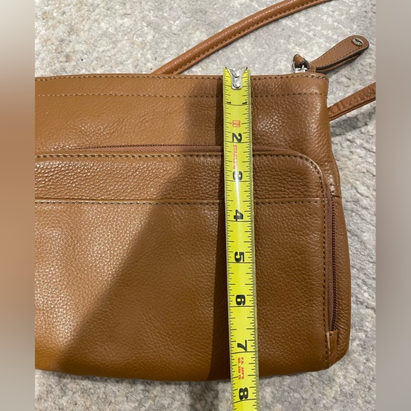Tignanello Brown Genuine Pebble Leather Crossbody Bag W/ Organizer Wallet Pocket - Picture 12 of 13